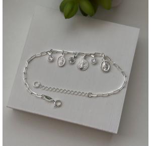 Pulseira Cartier Com Pingentes Religiosos em Prata 925
